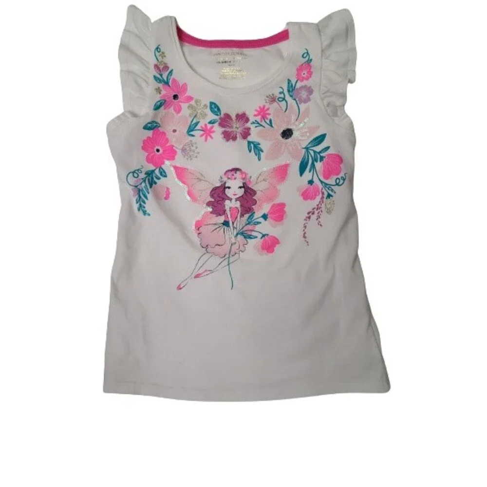 Cynthia Rowley Girls 3 Pc Set T-Shirt 2 Skorts Pink White Fairy Sz M 5 6 Outfit